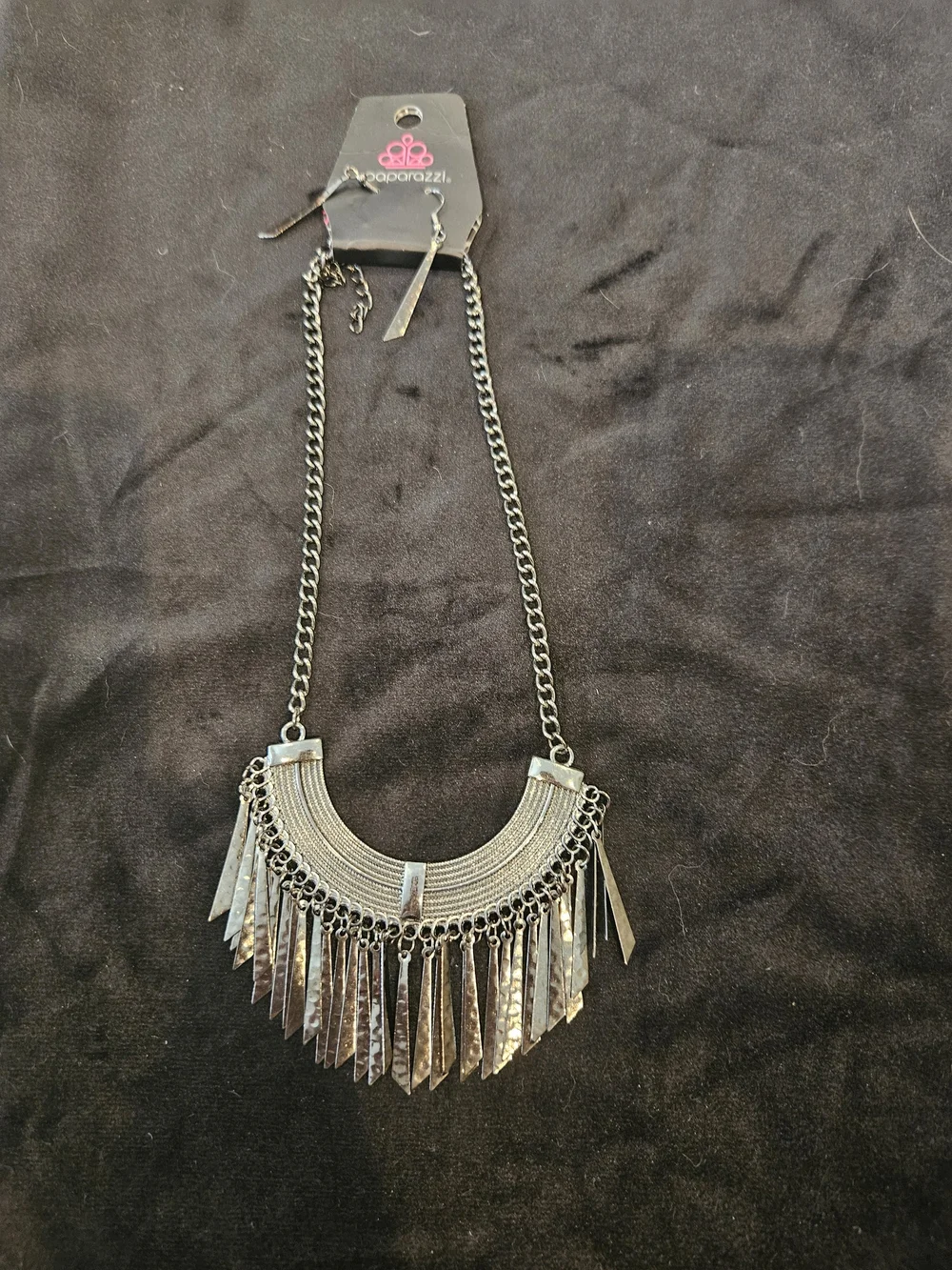 paparazzi Silver-Tone Layered Fringe Collar Necklace